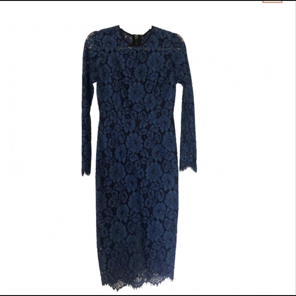 Veronica Beard blue lace midi dress
